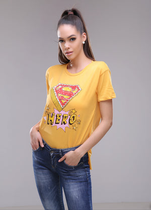 Hero t-shirt in white and yellow colors