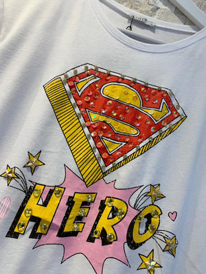 Hero t-shirt in white and yellow colors