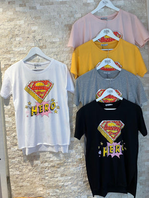 Hero t-shirt in white and yellow colors