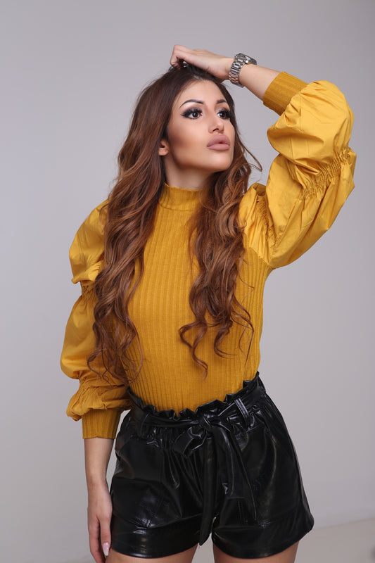 Rebecca mustár - buggyos ujjú felső