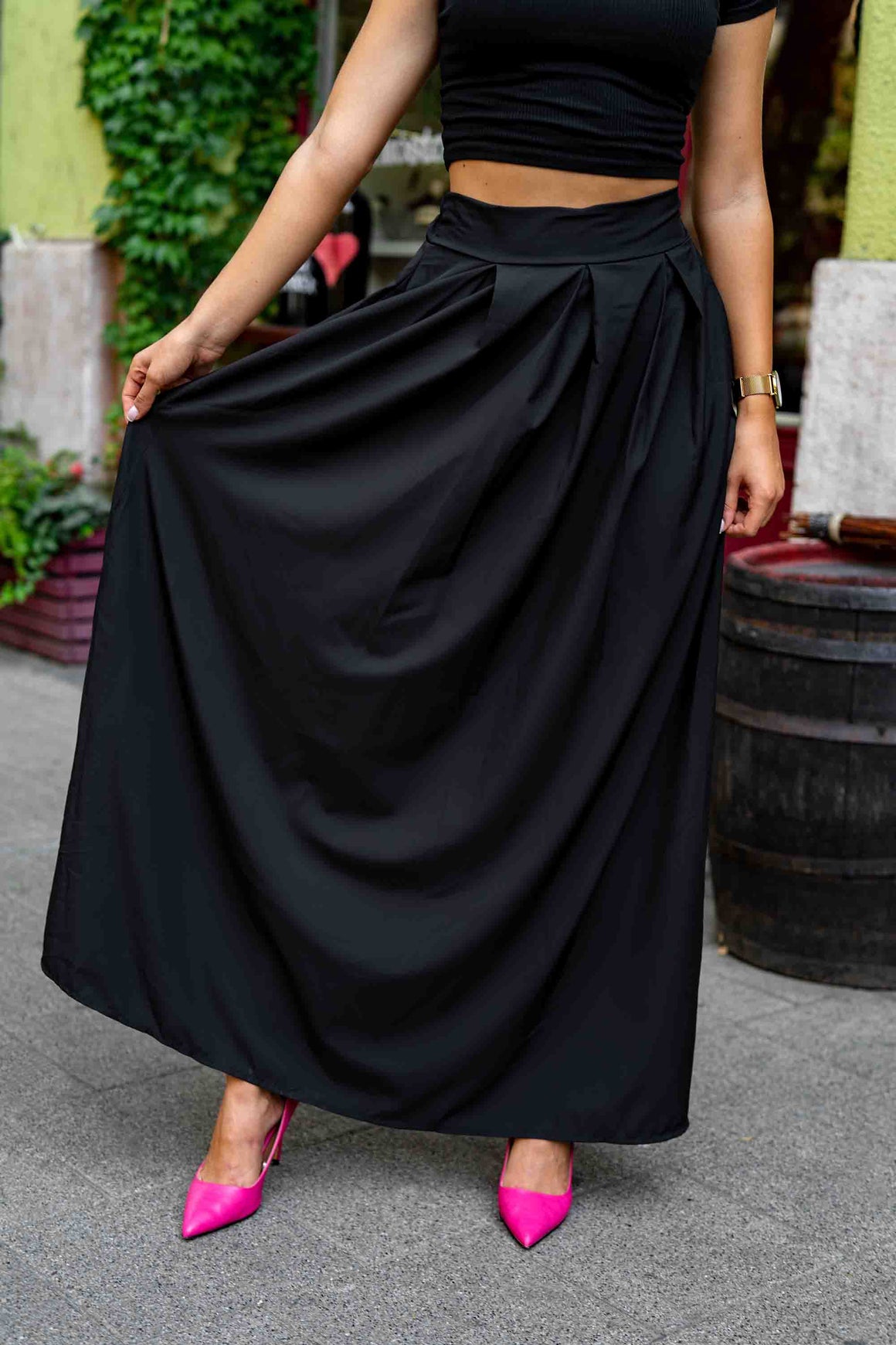 Cream Black - Black maxi skirt