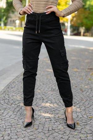 Simona - Black pocket jeans