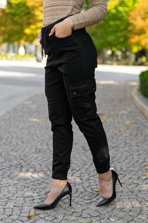 Simona - Black pocket jeans