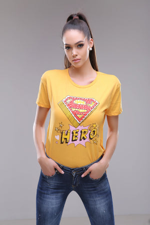 Hero póló fehér és sárga színben