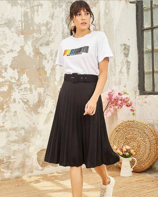 Lauren fekete pliszírozott szoknya